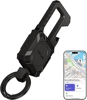 Miroddi Keychain Tracker, Men's Key Chain Works with Find My(iOS Only), Heavy Duty Keychain Carabiner Bottle Opener, Car Key Chains with Finder, Anti-lost Keyrings Tracker, Rechargeable, Black