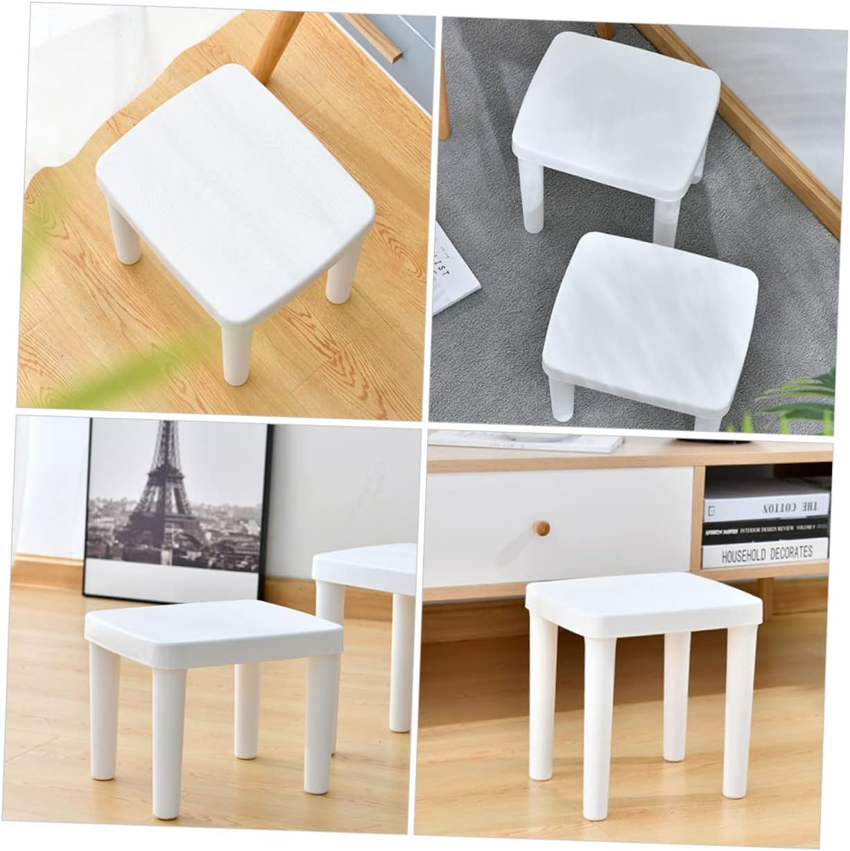 Japanese Style Step Stools Kitchen Step Stool Potty Training Step Stool Garden Step Stool Kid Step Stool Footstool Room Stool Household Plastic Round Stool White Child, 27x27cm
