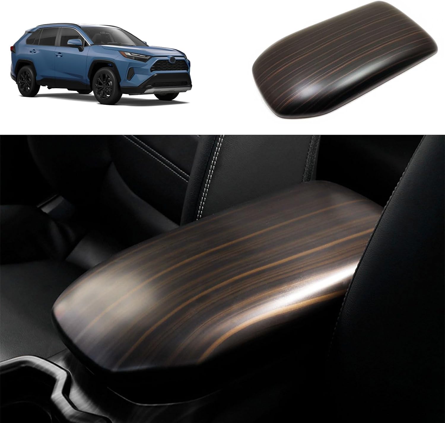 Armrest Box Cover Trim Compatible with Toyota RAV4 2025 2024 2023 2022-2019Central Console Armrest Box Protector Interior Car Accessories ABS 1PC (Carbon Fiber Style)