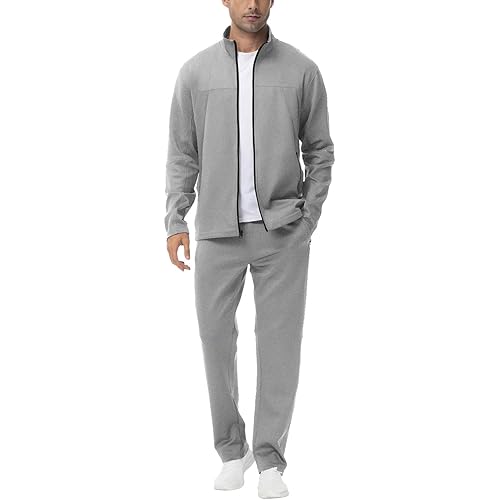 BGOWATU Men's Tracksuits 2 Piece Running Sports Sweatsuits For Men Full Zip Athletic Jackets and Pants Outfits