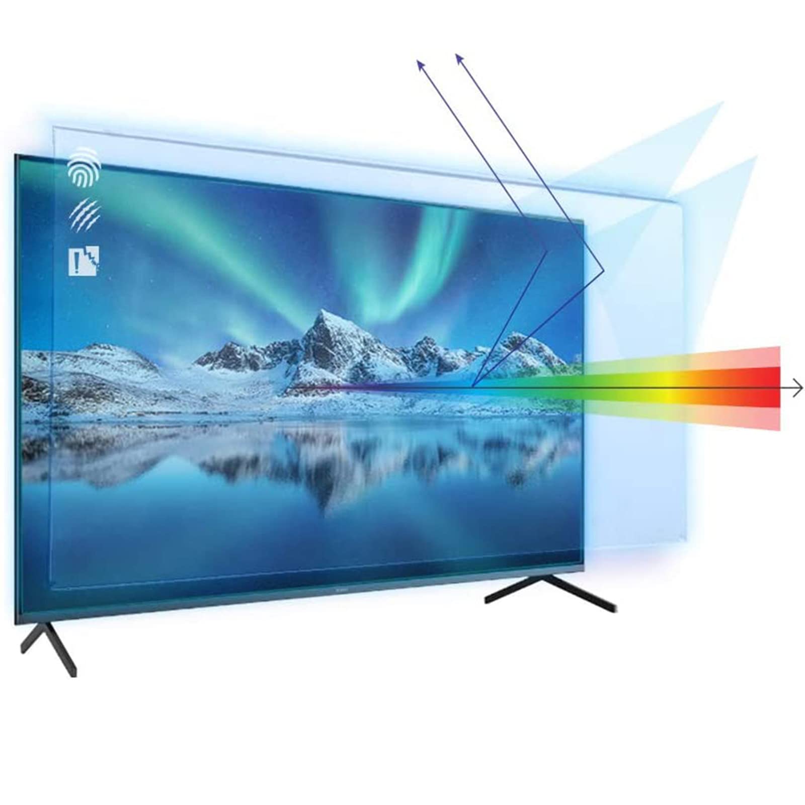 protettore antivetrina per tv con filtro antilight 4koled 65 pollici