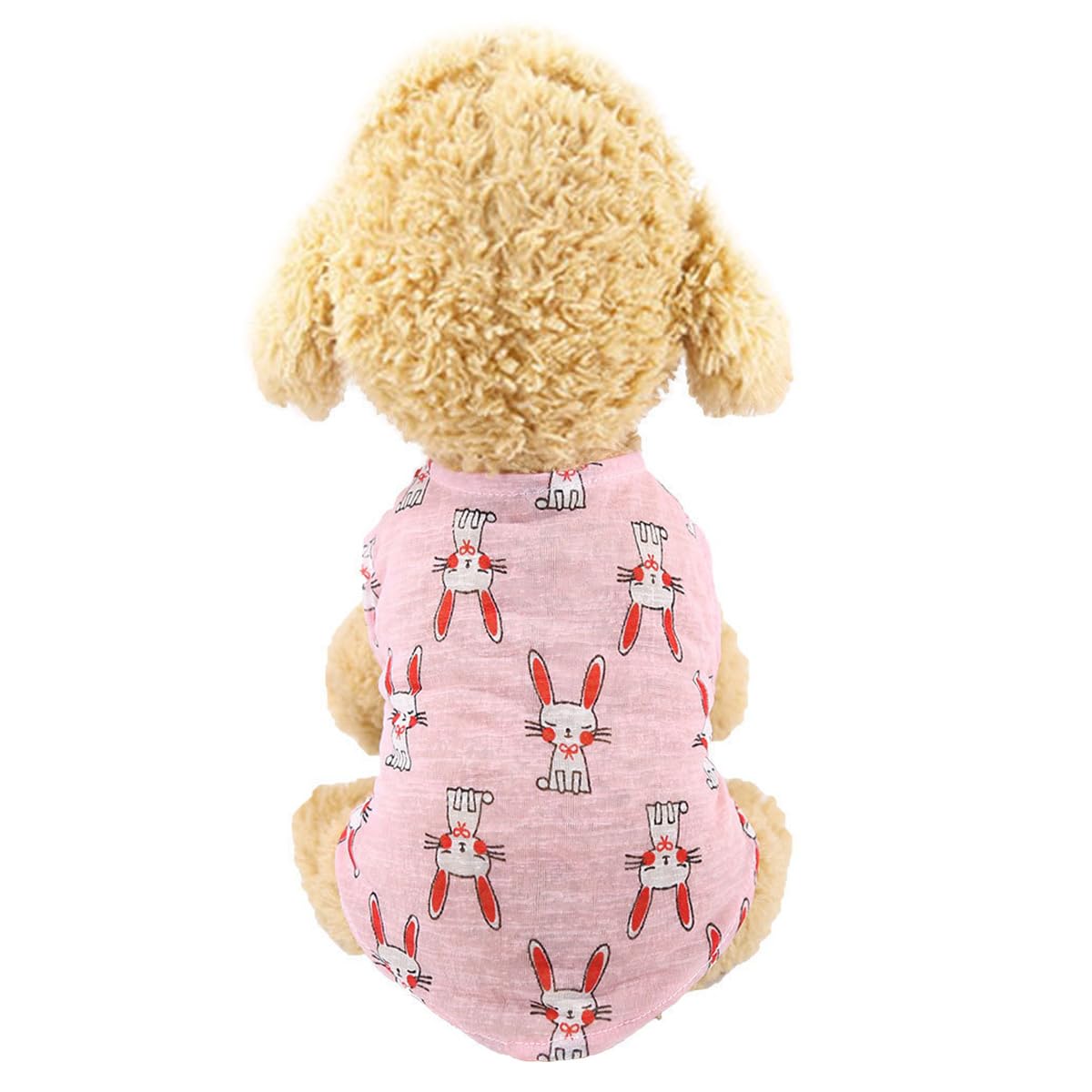 Vavious Girl Dog Clothes Breathable Lightweight Dog Shirts Cartoon Pink Rabbits Pattern Pet Vest Puppy Sleeveless Soft Tank Top Sweet Summer Cat