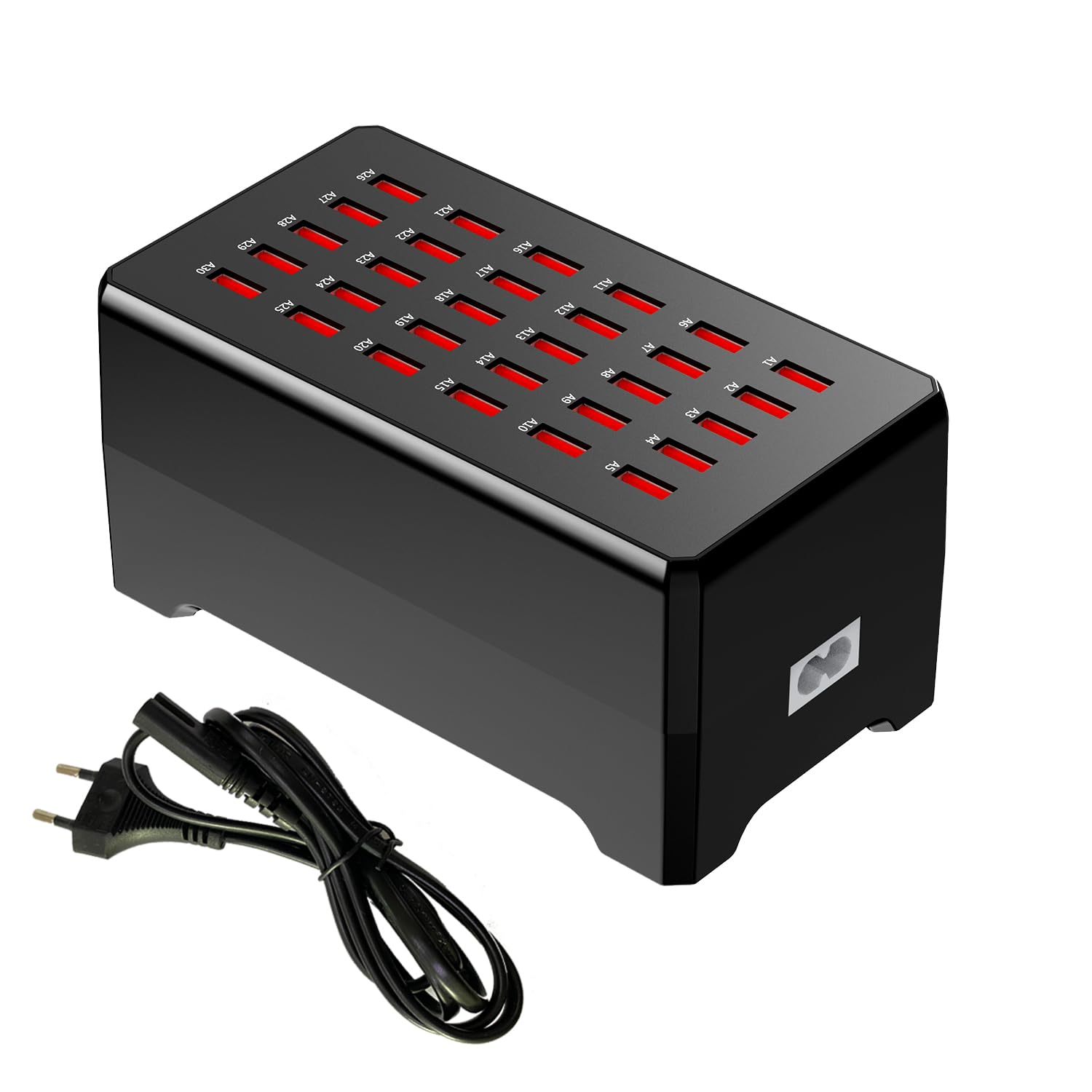 Stazione di ricarica USB, 30 porte, 150 W/30 A, stazione di ricarica multipla per smartphone, tablet e altri dispositivi.
