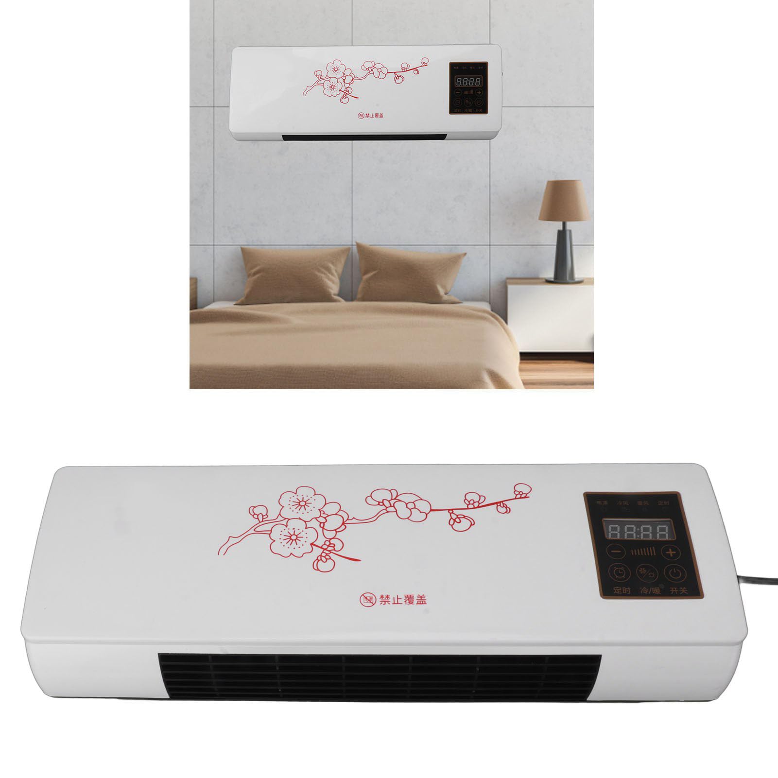 YUYTE Calentador de Aire Acondicionado, Versátil Enchufe de la UE 220 V Portátil de bajo Ruido Enfriador de Aire Montado en la Pared con Control Remoto para el Hogar Baño Dormitorio