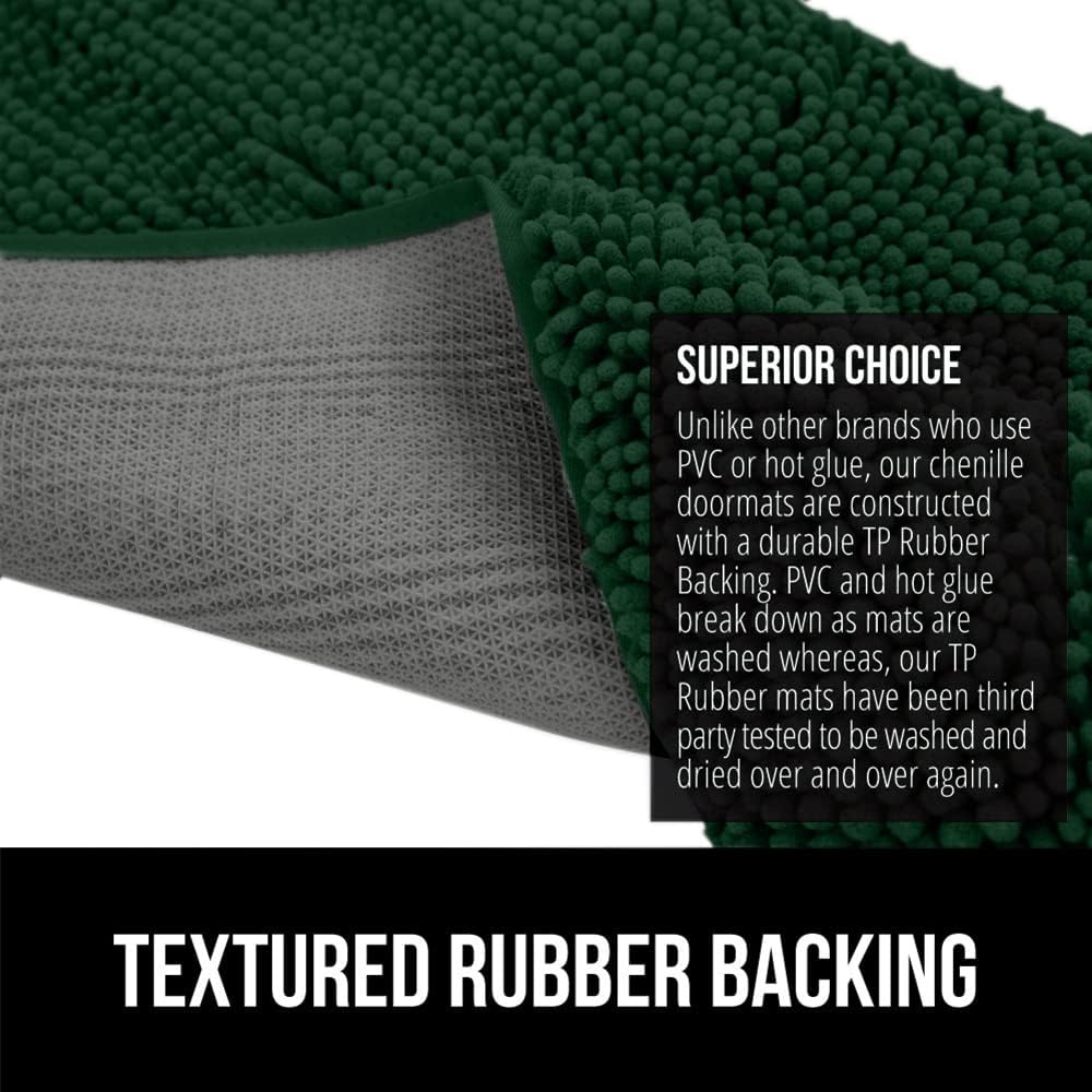 GORILLA GRIP SOAKSTOPPER Dog Door Mat, Machine Washable Rug Absorbent Doormat Captures Moisture Mud Dirt, Quick Dry Soft Chenille Entryway Rugs Indoor Entrance Mats for Dog Paws, 24x17 Deep Green - Image 6