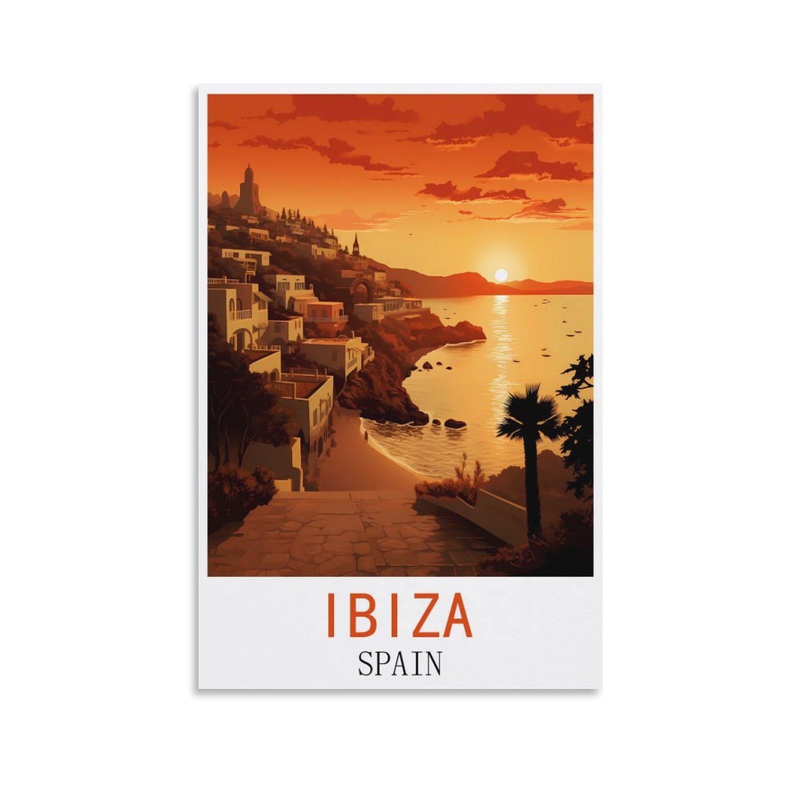 Hsayyiii Unframe-Style Ibiza Spain Vintage Travel Posters 08X12inch(20X30cm) Canvas Art Poster And Wall Art Picture Print Bedroom Decor