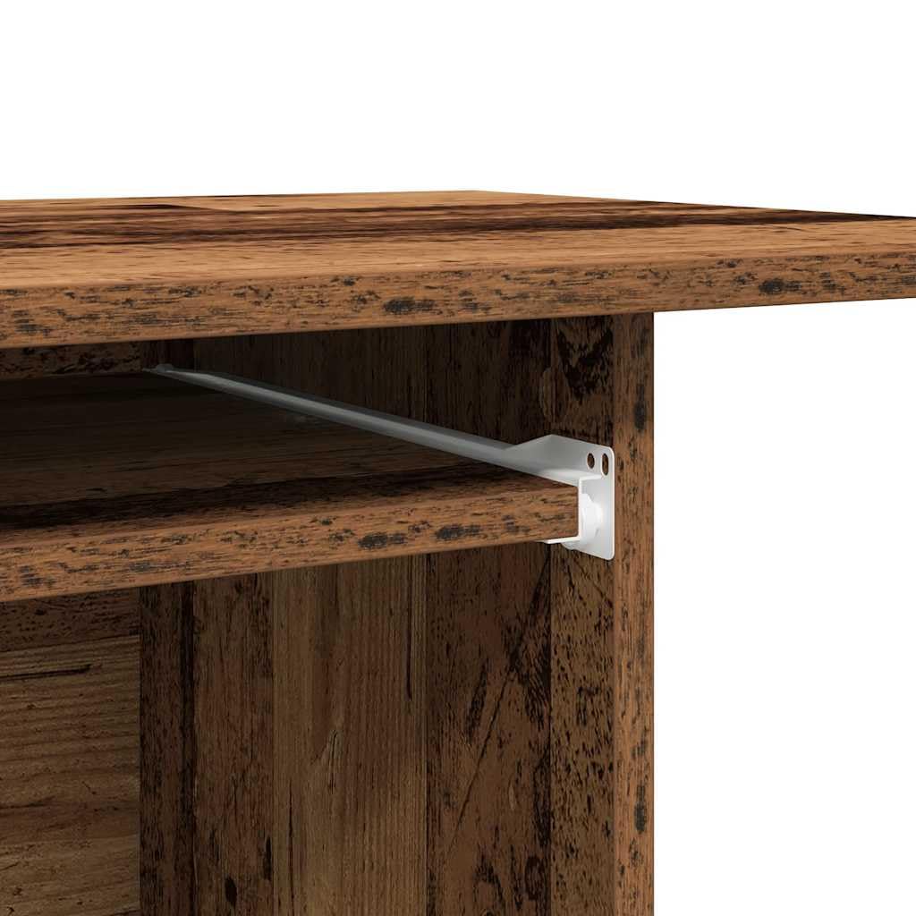 Scrivania effetto legno anticato, 80 x 50 x 75 cm, con tastiera estraibile, scomparto CPU e due ripiani, compatto tavolo per computer e ufficio su quattro ruote, moderna