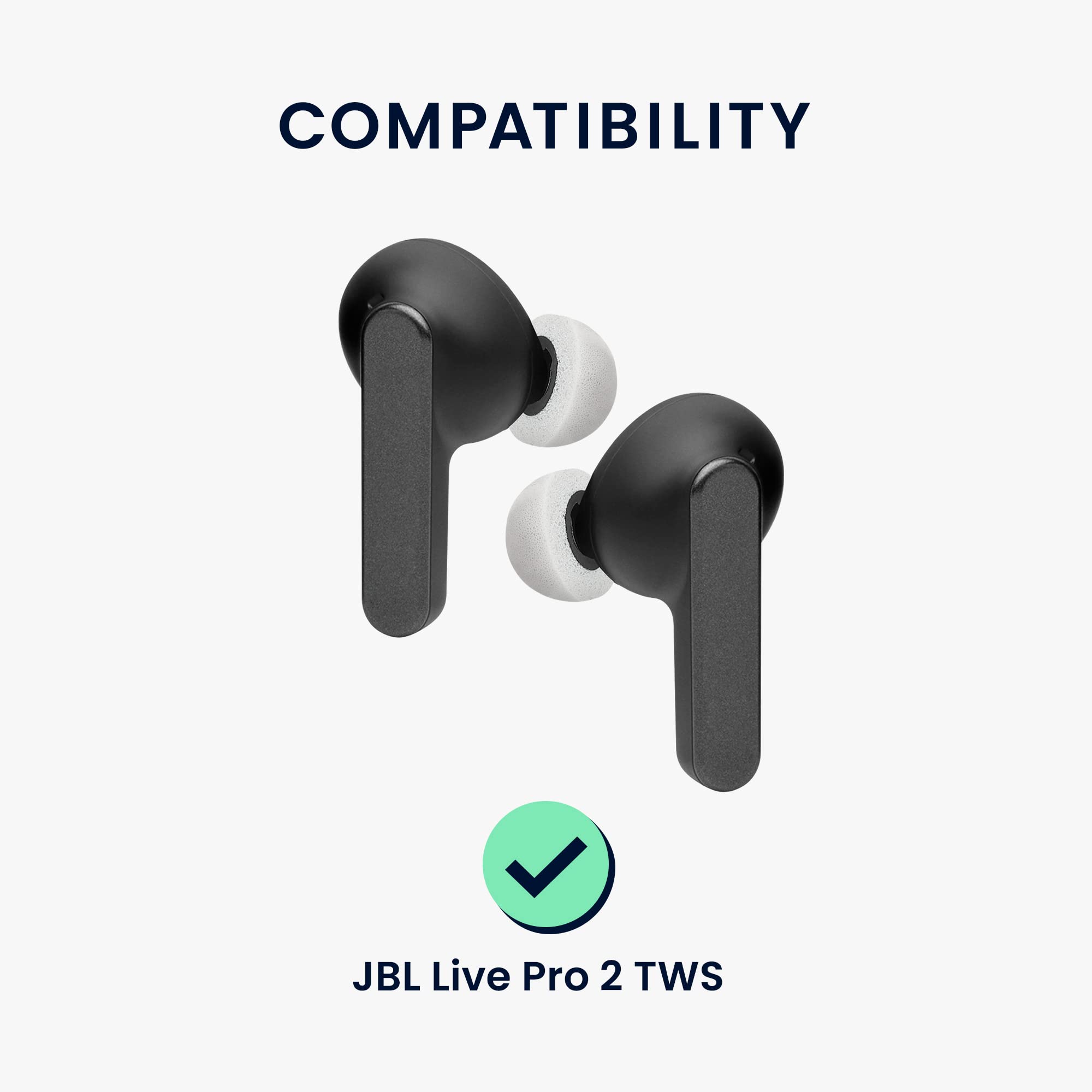 kwmobile 6 x końcówki do słuchawek JBL Live Pro 2 TWS, 3 rozmiary, wymienne końcówki douszne do słuchawek dousznych, wymienne poduszki do uszu w kolorze białym