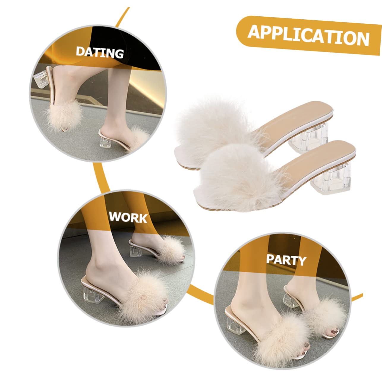 Homoyoyo Pantuflas de Tacón Peludo para Mujer Talla 39 Gamuza y Goma