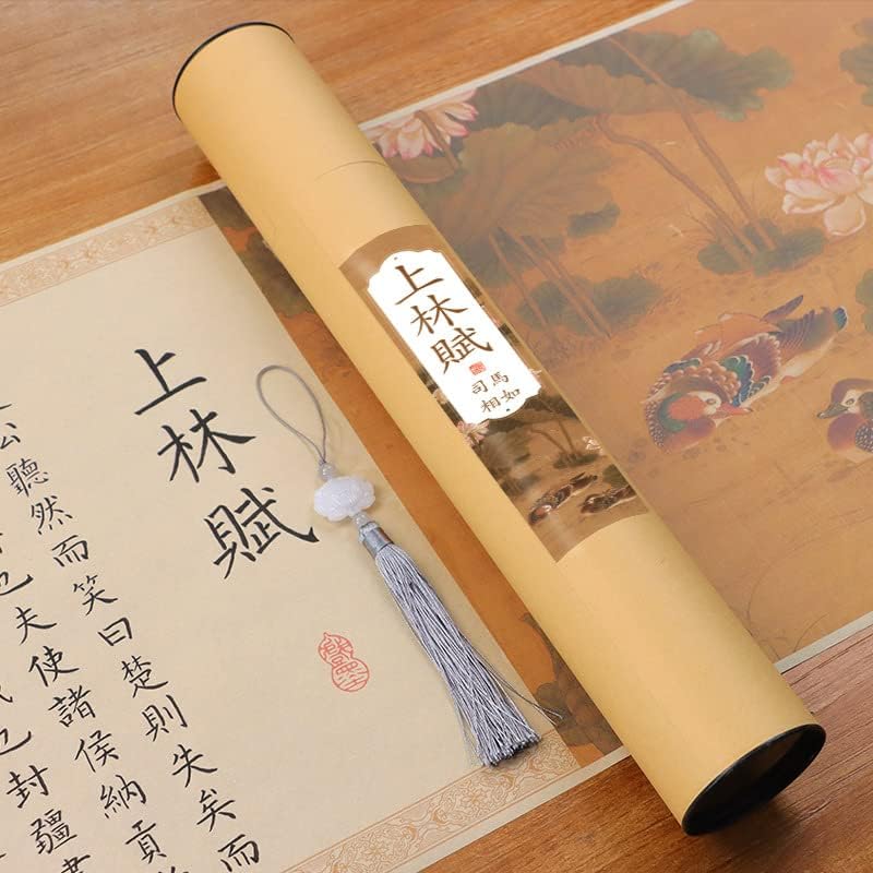 QianKao Calligraphy Practice Copybook Chinese Ancient Books Copy 上林赋七夕礼物520全篇五米长卷小楷毛笔硬笔字帖临摹宣纸书法(1Pcs 七夕限定荷塘鸳鸯图长卷+礼盒)