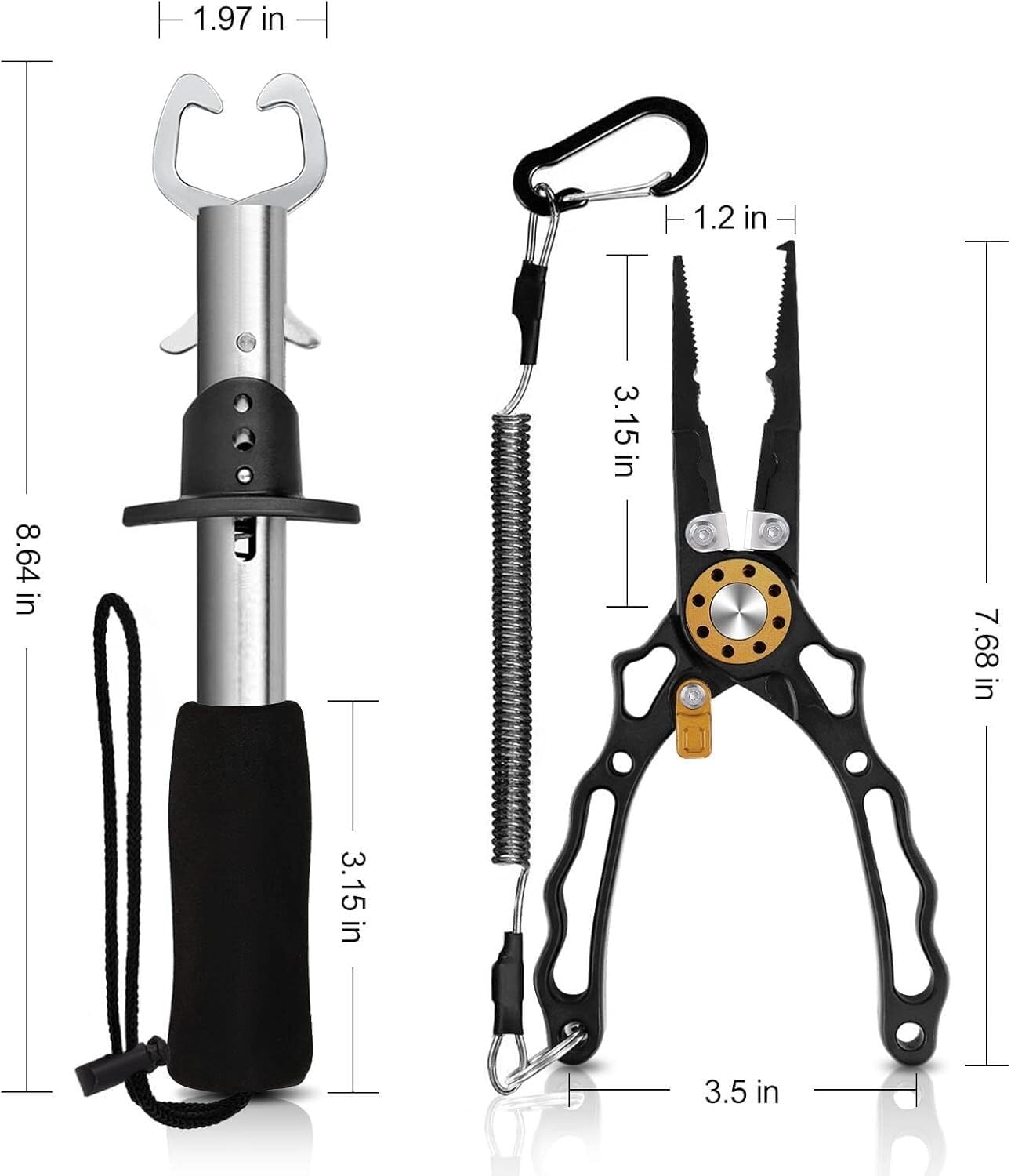 Fish Gripper,Fishing Pliers,Split Ring Pliers,Fishing Pliers, Fishing Gear, Fish Control, Multi-purpose Fishing Pliers, Firm Lip Grabber, Stainless Steel and Anti-corrosion Coating, Fishing Accessorie