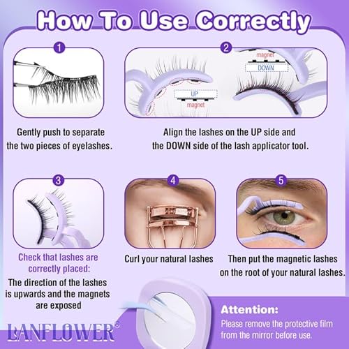 Lanflower Magnetic Eyelashes With Applicator Reusable Magnetic Lashes No Glue Needed Magnetic Eyelashes Without Eyeliner Cat Eye Natural Look Magnetic Eyelashes Magnetic Lashes By Lanflower thumb #5