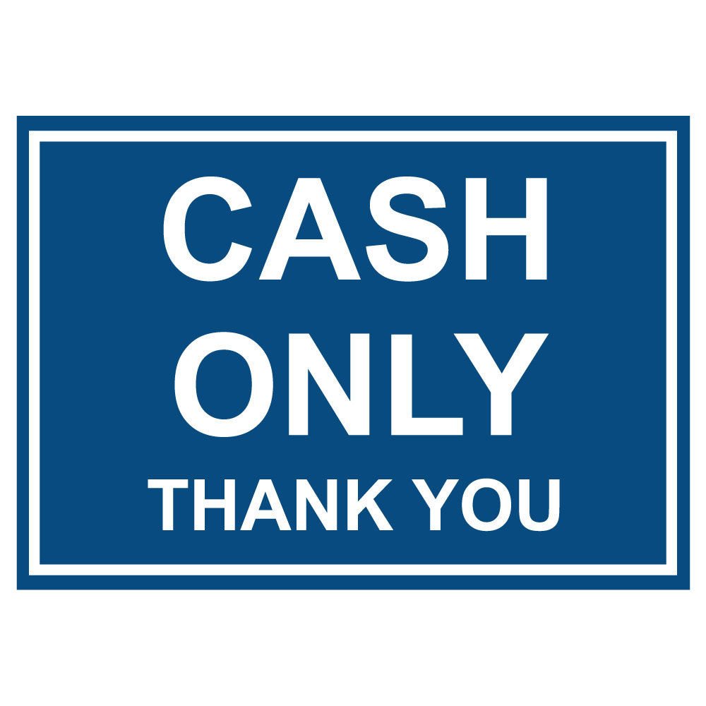 Cash Only Thank You Vinyl Sticker Decal 8"