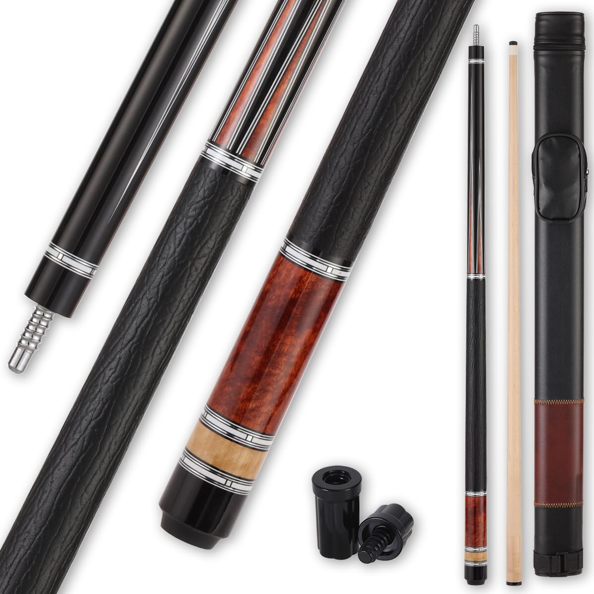 GzglAstropyne Canadian Maple Pool Cue Stick Set, 58" Billiard Cue Sticks with Cowhide Leather Grip, 11.5mm Tip Professional Low Deflection Pool Sticks [Colour Adjustable] (Yellow(set))