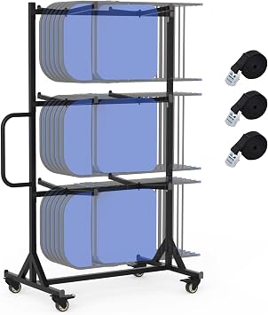 Folding Chair and Table Cart,400LBS Weight Capacity Folding Chair Dolly Maximize The Use of Vertical Space 4pcs Swivel Caster Folding Chair Cart with Straps Simplify Transportation of Chair and Table