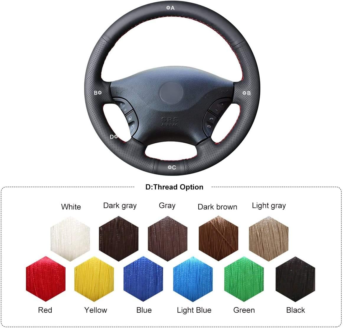 MEWANT Car Steering Wheel Covers for Mercedes Benz W639 Viano/Vito for Volkswagen VW Crafter Hand-Stitched Car Steering Wrap