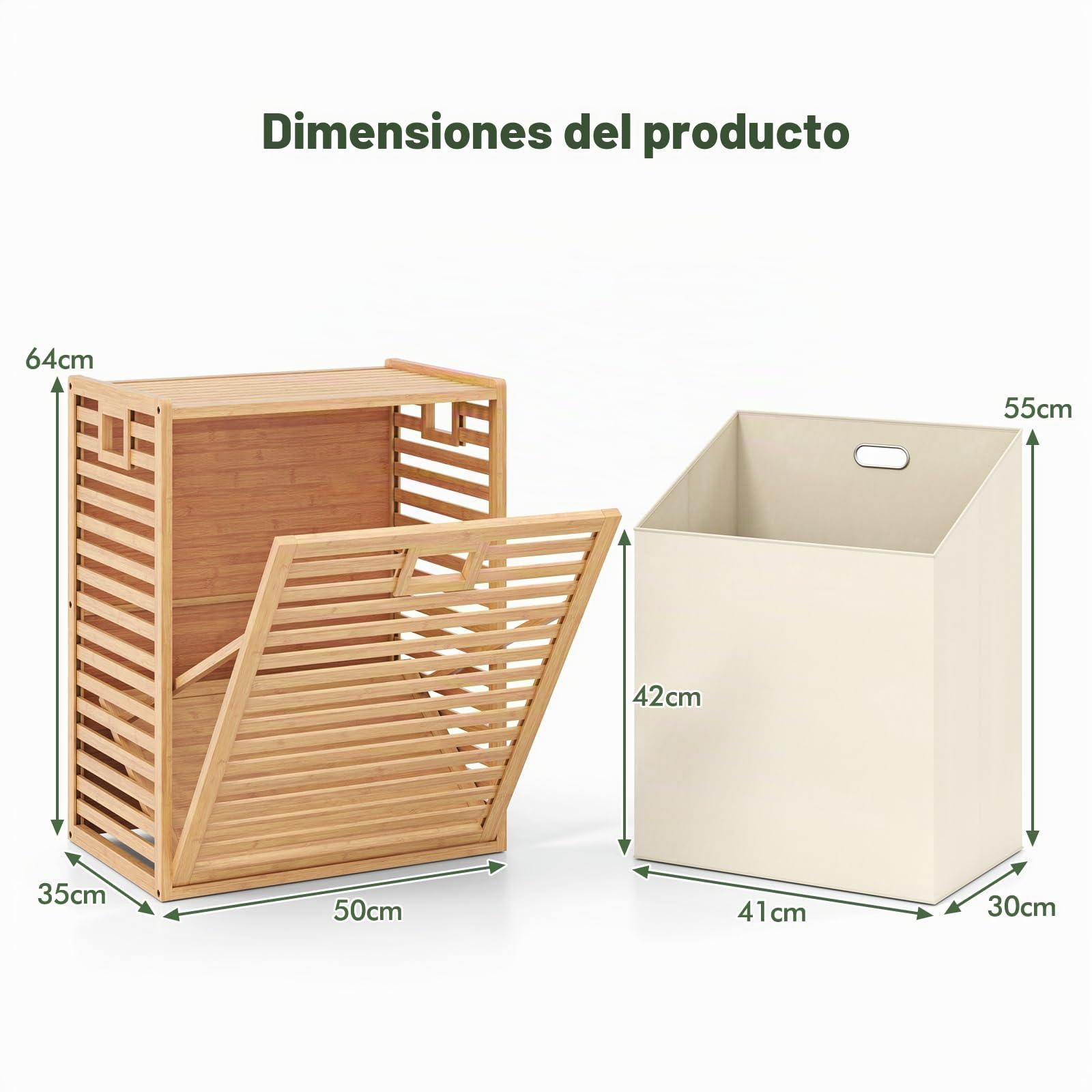 LIFEZEAL Cesto para la ropa sucia, 68L, cesta de bambú con bolsa de tela extraíble y plegable, ahorra espacio para baño, lavandería