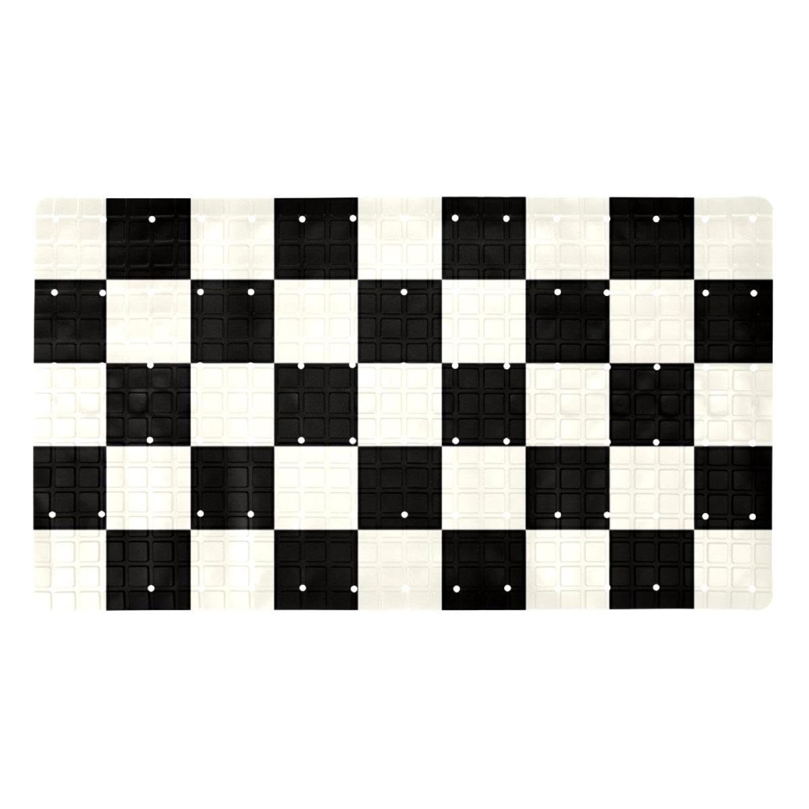 Tapis de bain antidérapant de qualité supérieure au design vintage noir et blanc