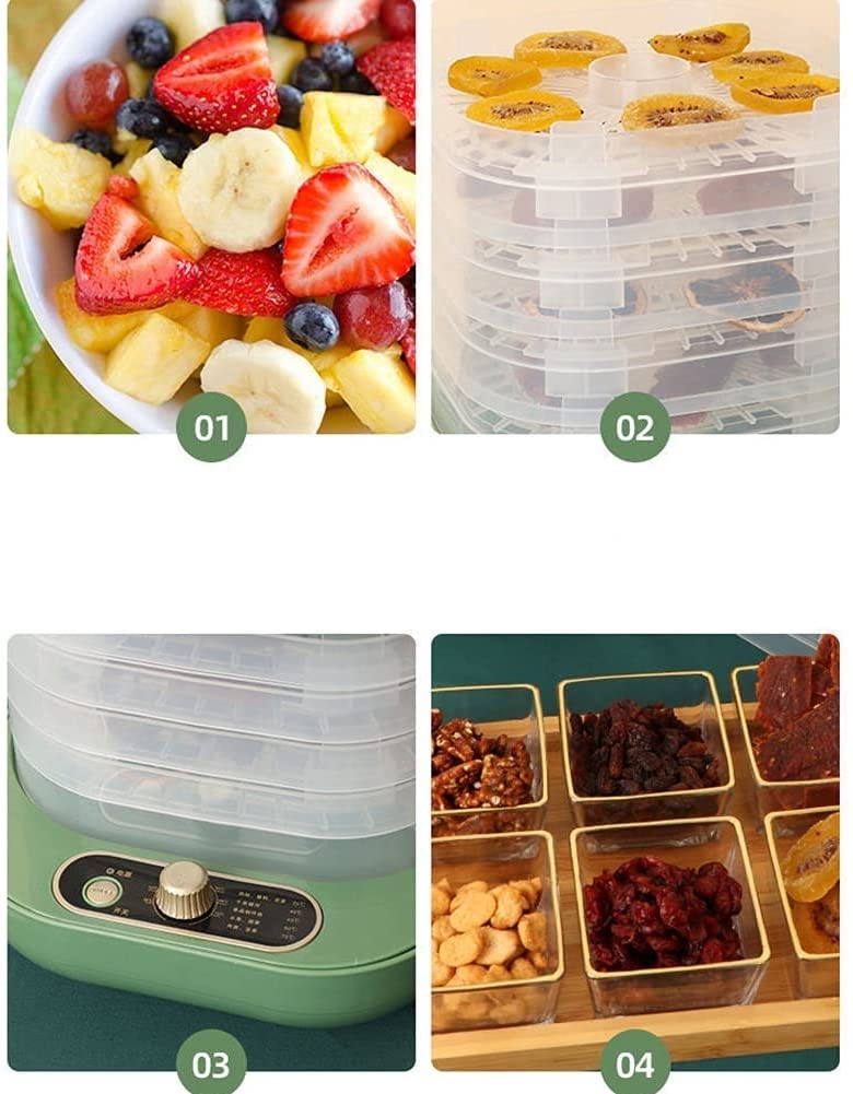 Disidratatore per alimenti a 5 vassoi, vassoi trasparenti da 9,45 pollici, controllo della temperatura regolabile, crea facilmente snack secchi per la famiglia, prepara frutta, carne essiccata,