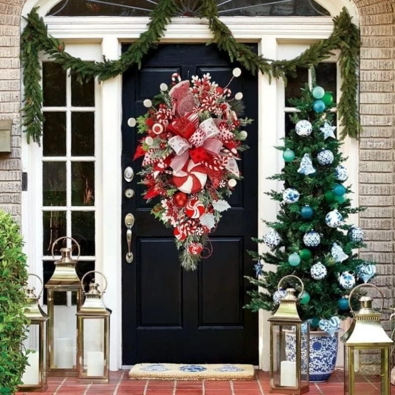 Amazon.com: 2024 Candy Cane Christmas Wreaths for Front Door