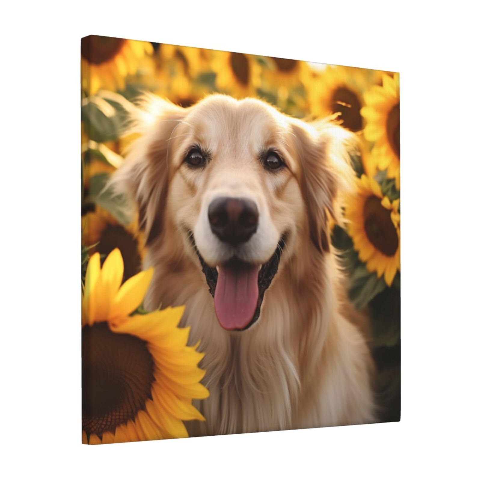 FodPand Dog and Sunflower Canvas Wall Art for Living Room Wall Decor 12"x12" Modern Artwork Painting Pictures Hanging Canvas Prints Aesthetic Wall Art for Bedroom Bathroom Office Wallart Decor