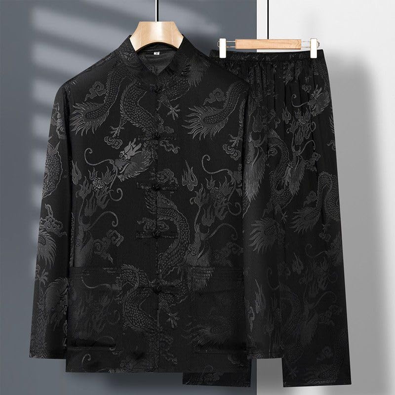 Camisa de seda de hielo para hombre con sofisticado cuello mandarín 3