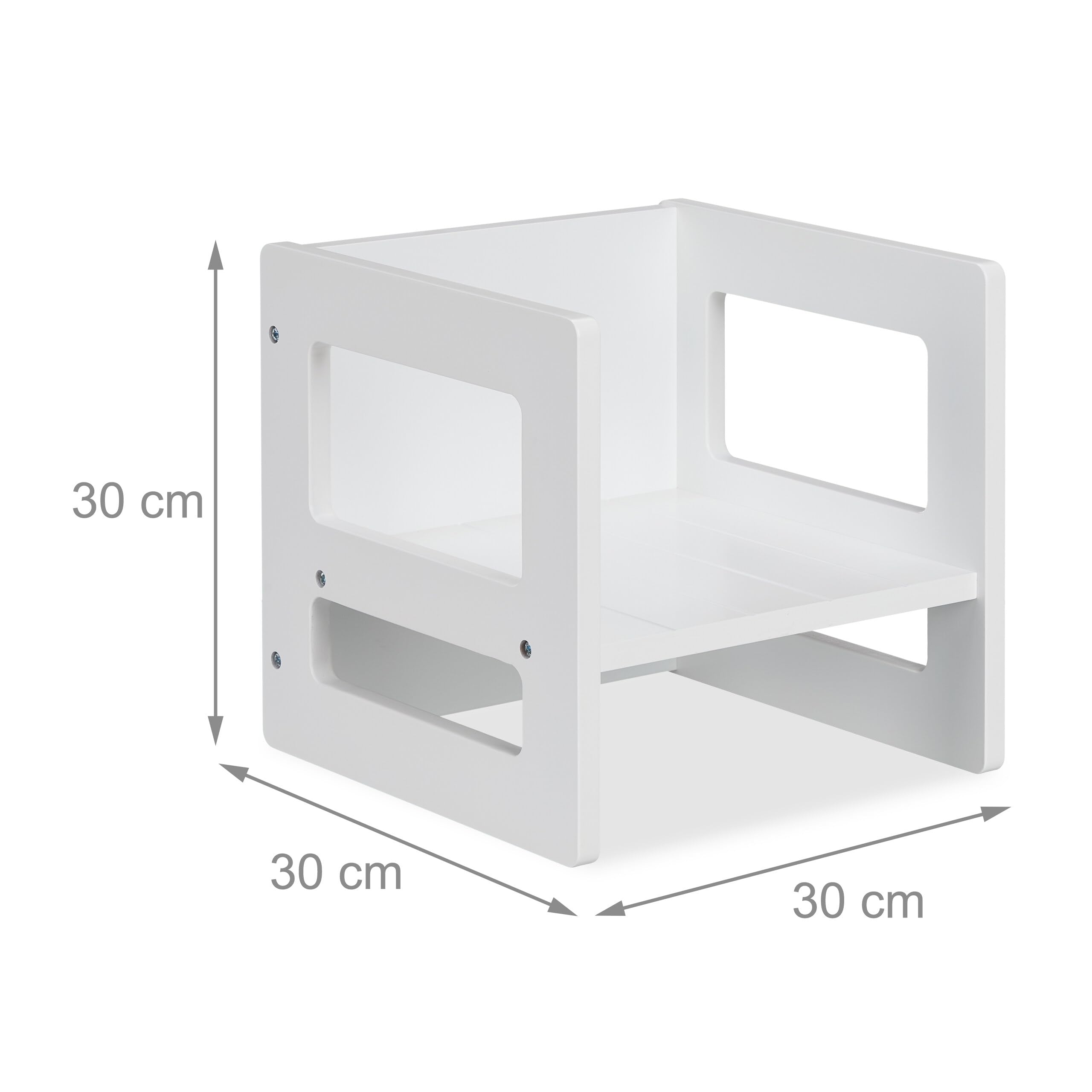 Relaxdays Lot de 2 Tabourets Enfants MDF Blanc 30x30x30 cm