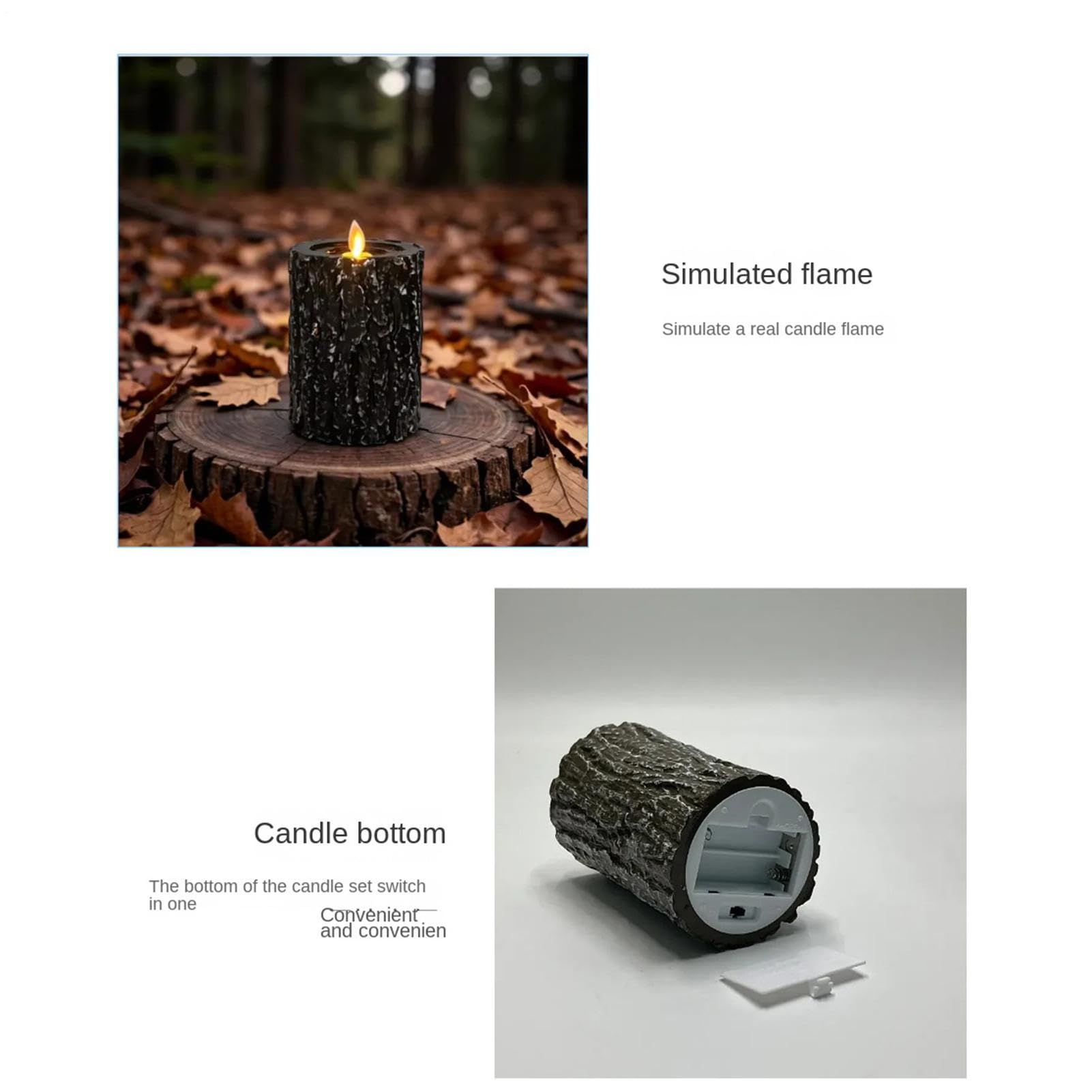 a Batteria Effetto Fiamma 3 Pezzi Finti Candelabri LED Decorativi a Ceppo | Decorazione Interna Senza Fiamma per Feste Autunnali, Proposte, Feste in Casa, Bagno