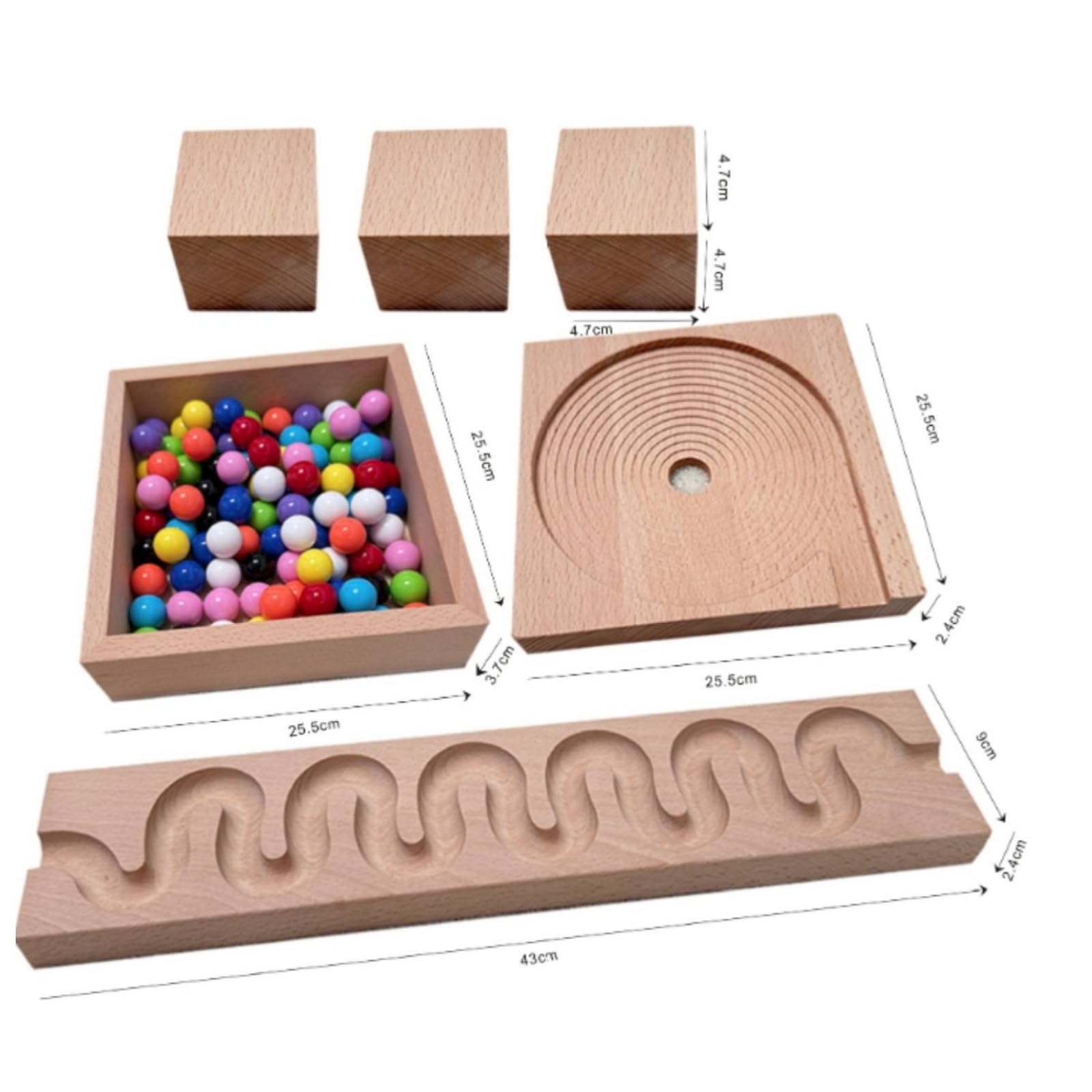 Murmelbahn Holz Kinder Bausteine Kugelbahn Lernspiel Holzspielzeug mit Spiralbrett Und Mitte Öffnung aus Buchenholz Und Stahl für Vorschule Klassenzimmer Eltern Kind Interaktion