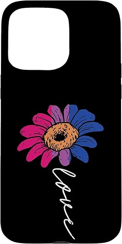 Funda para iPhone 15 Pro Max Love Sunflower Floral LGBTQ Bisexual Flag Gay Pride Ally Bi