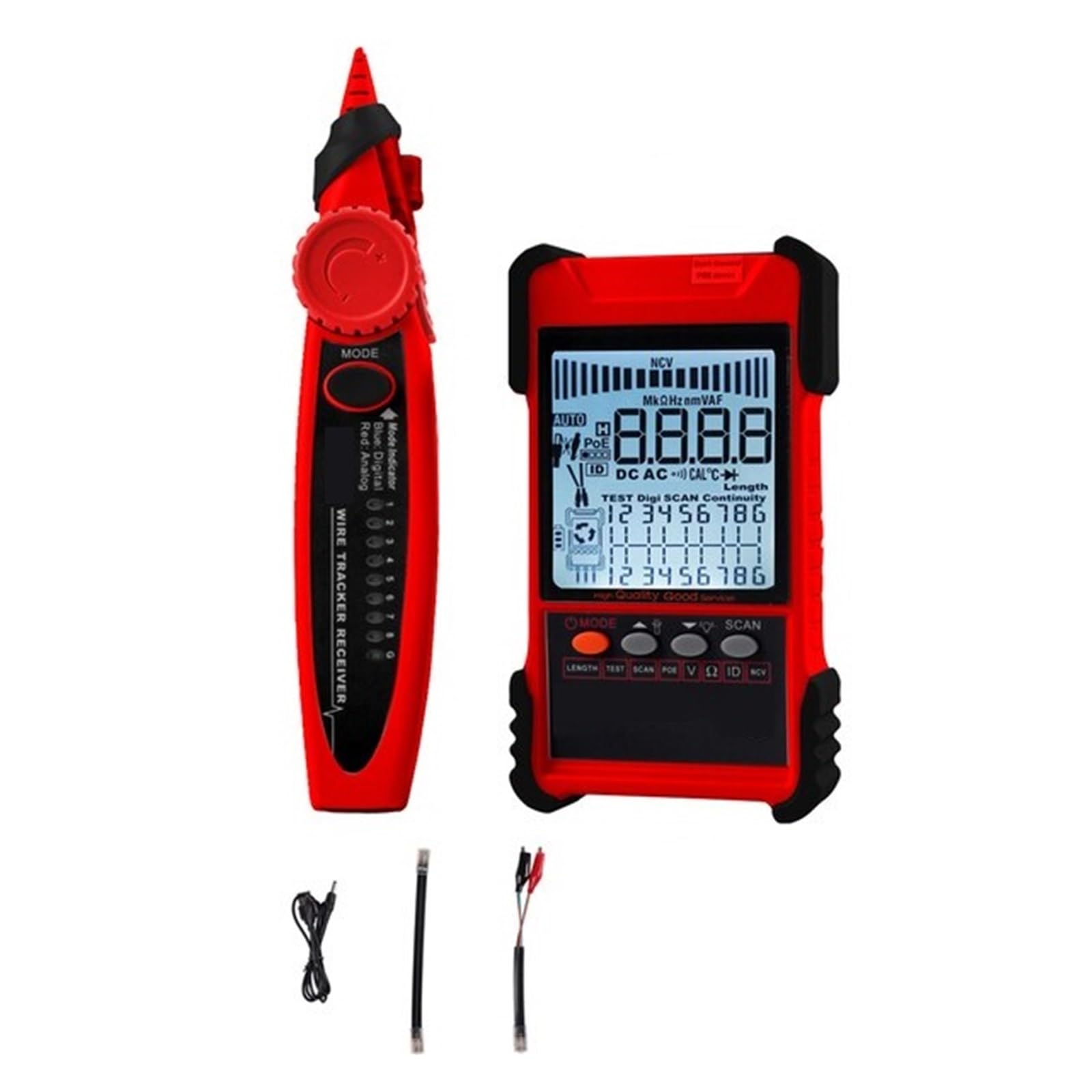 Tester for Cavi di Rete Multimetro Tracciamento Cavi LAN Test Poe 400M/600M Lunghezza Misura Sensibilità Tracker di Linea Regolabile Leggero E Portatile(ET616)