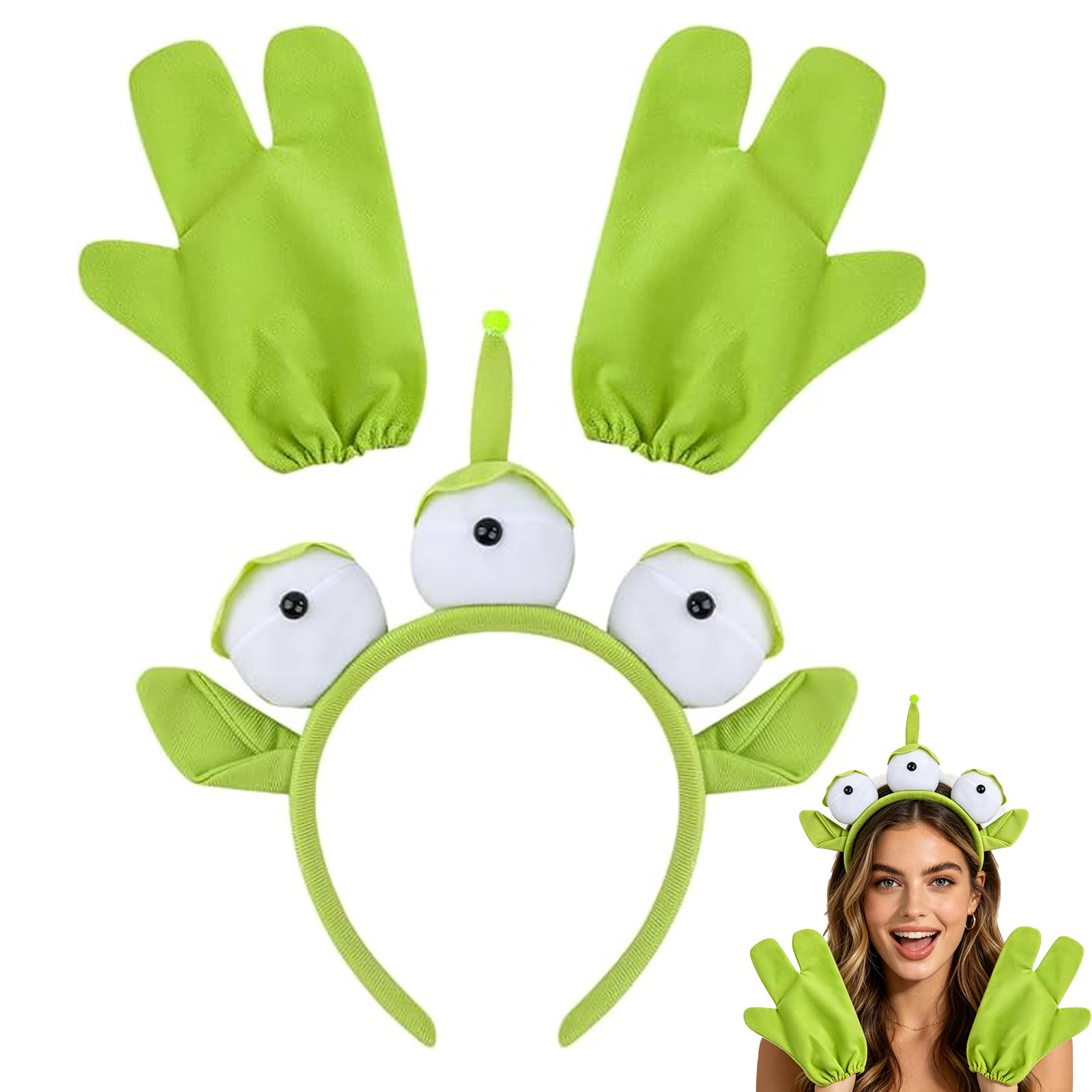 Moxychrony Space Eyeball Hairband With Three-Finger Gloves, Toy Alien Costume Set for Halloween Parties, Cosplay Events and Themed Gatherings