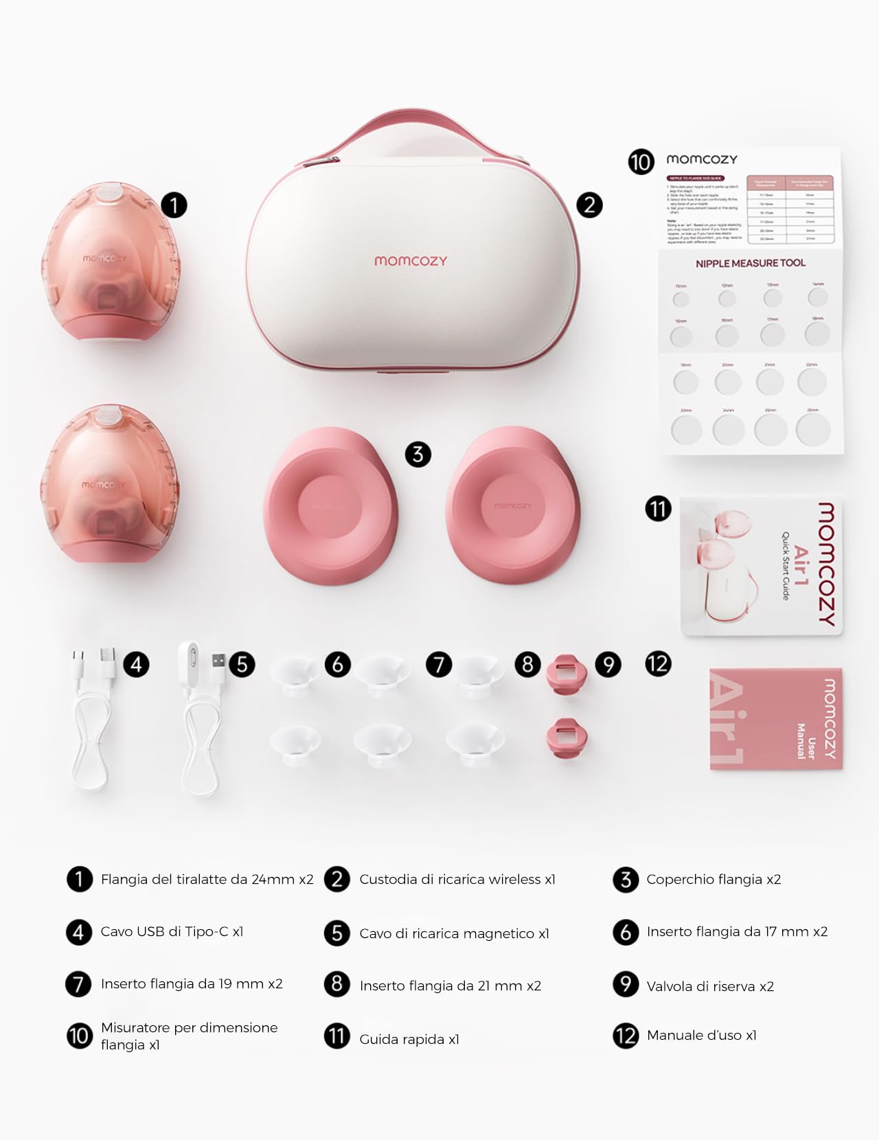 Momcozy Air 1 Tiralatte Elettrico Indossabile Mani Libere Ultra-Sottile