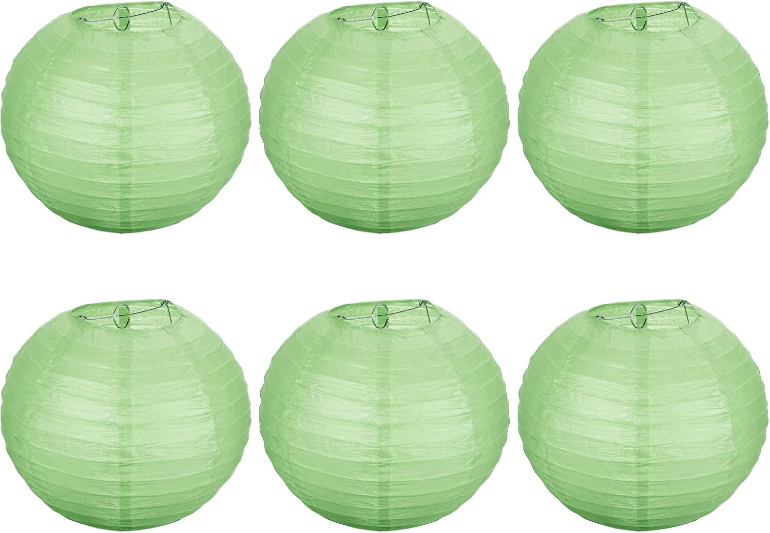 PATIKIL 10 Inch Paper Lanterns, 6 Pack Round Folding Hanging Lamp Shade for Wedding Home Party Festival Celebration, Grass Green