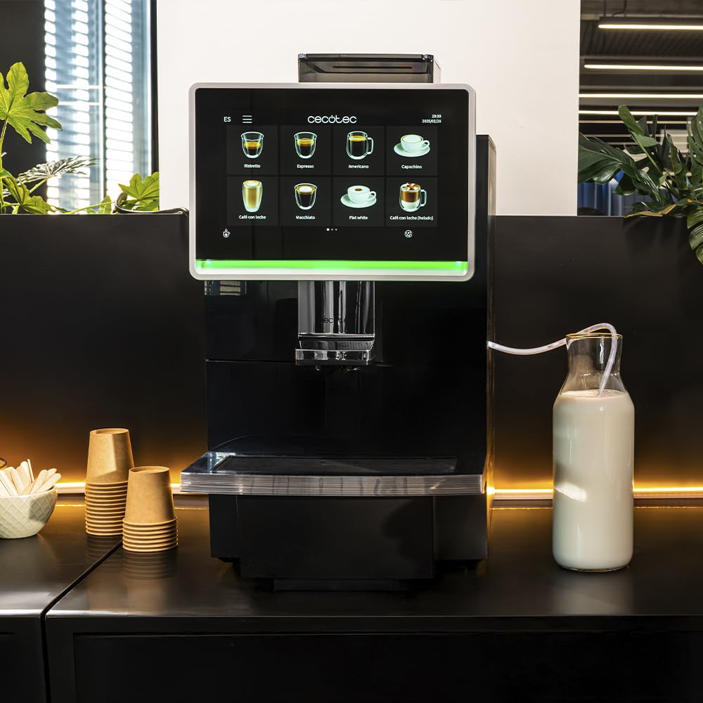 Cecotec Macchina da Caffè Superautomatica Commerciale Cremmaet Coffice. 2900W, schermo tattile, macinatura uniforme, 1 macinino, 26 bevande, serbatoio caffè in grani 1kg, serbatoio acqua 2L