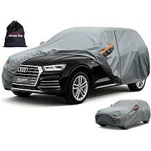 Kayme Heavy Duty SUV Car Cover Waterproof All Weather, Full Exterior Covers Sun Rain UV Protection. Universal Fit Audi Q5, BMW X3, Mazda CX-5, Hyundai Sante Fe, Tesla Model Y, Toyota RAV4, Honda CRV.