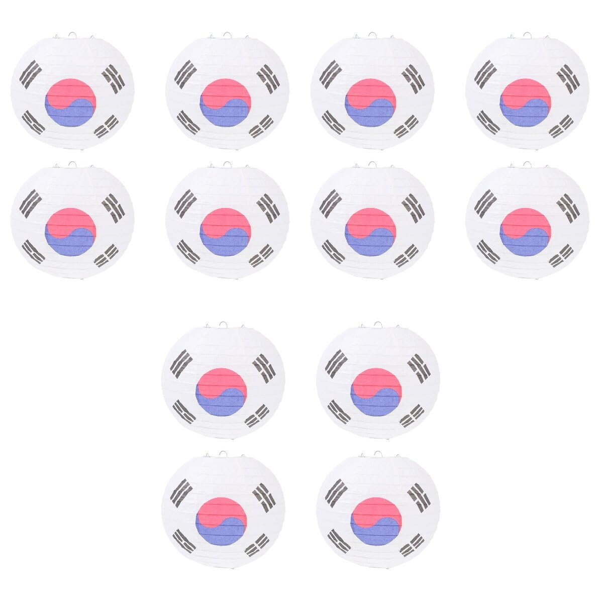 Uonlytech 12 Pcs Korean Flag Lantern Party Lanterns Japanese Pendant Lamp Shade Ramen Bar Lantern Halloween Outdoor Decorations Indoor Hanging Decoration with Lights Paper White Origami
