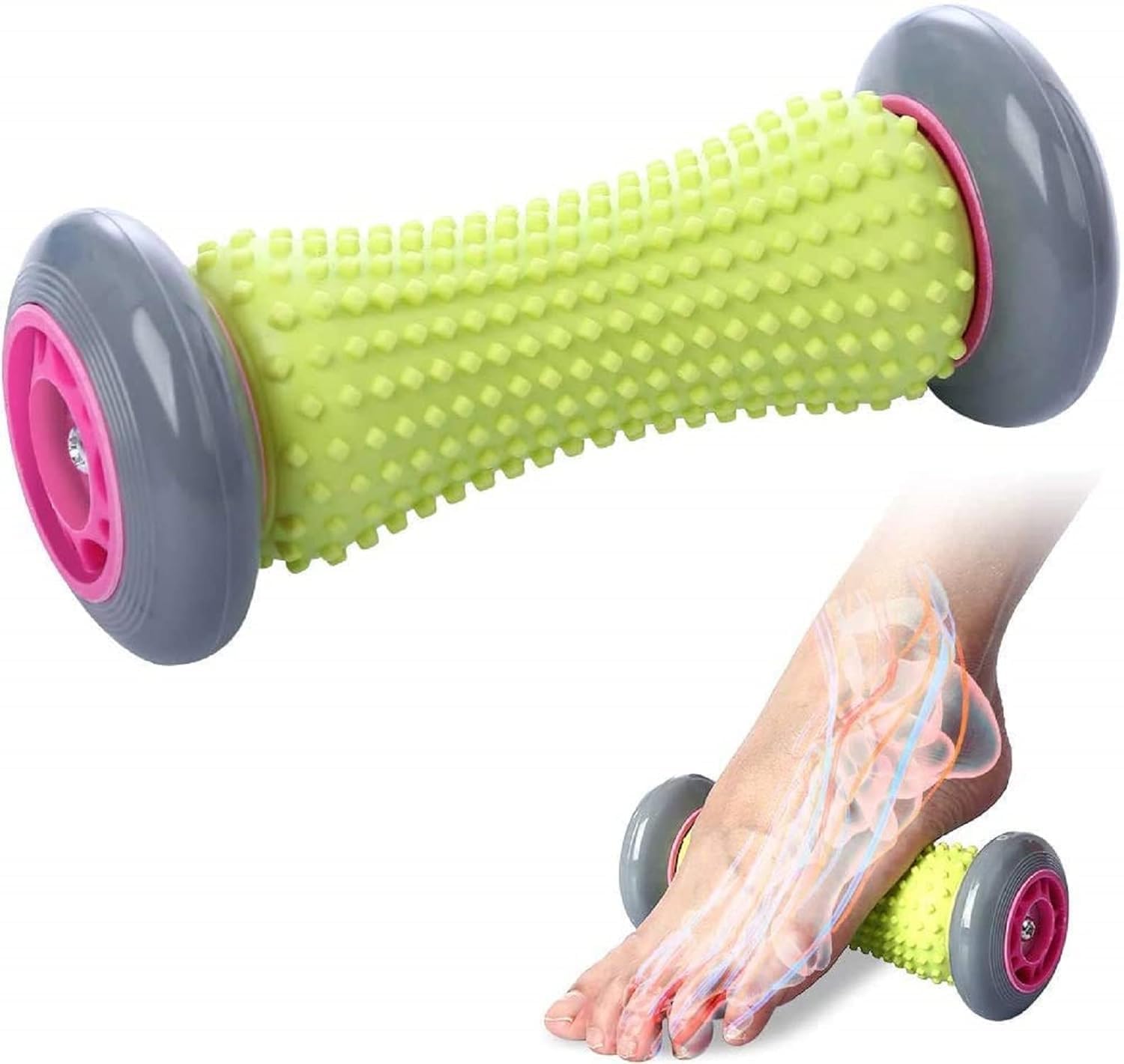 VIRADHAM Foot Massage Roller β Ergonomic Pain Relief Tool for Feet, Back, Sciatica, Knees, Plantar Fasciitis β Compact Massager for Deep Tissue Therapy β Relaxation at Home or Office β Green