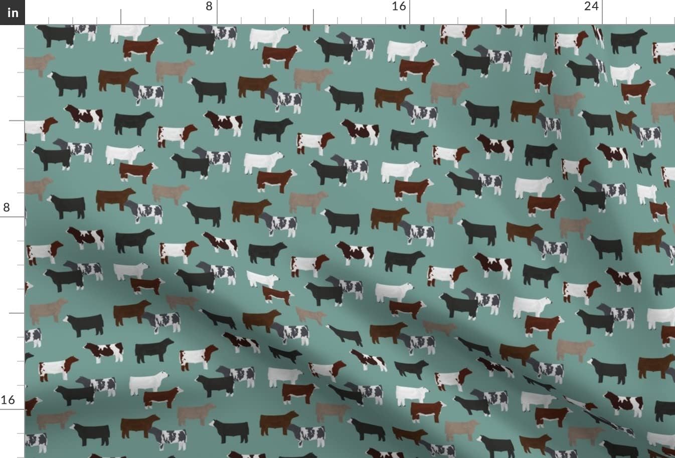 Spoonflower Fabric - Steer Tile Cows Farm Animals On Blue Printed on Minky Fabric by The Yard - Sewing Baby Blankets Quilt Backing Plush