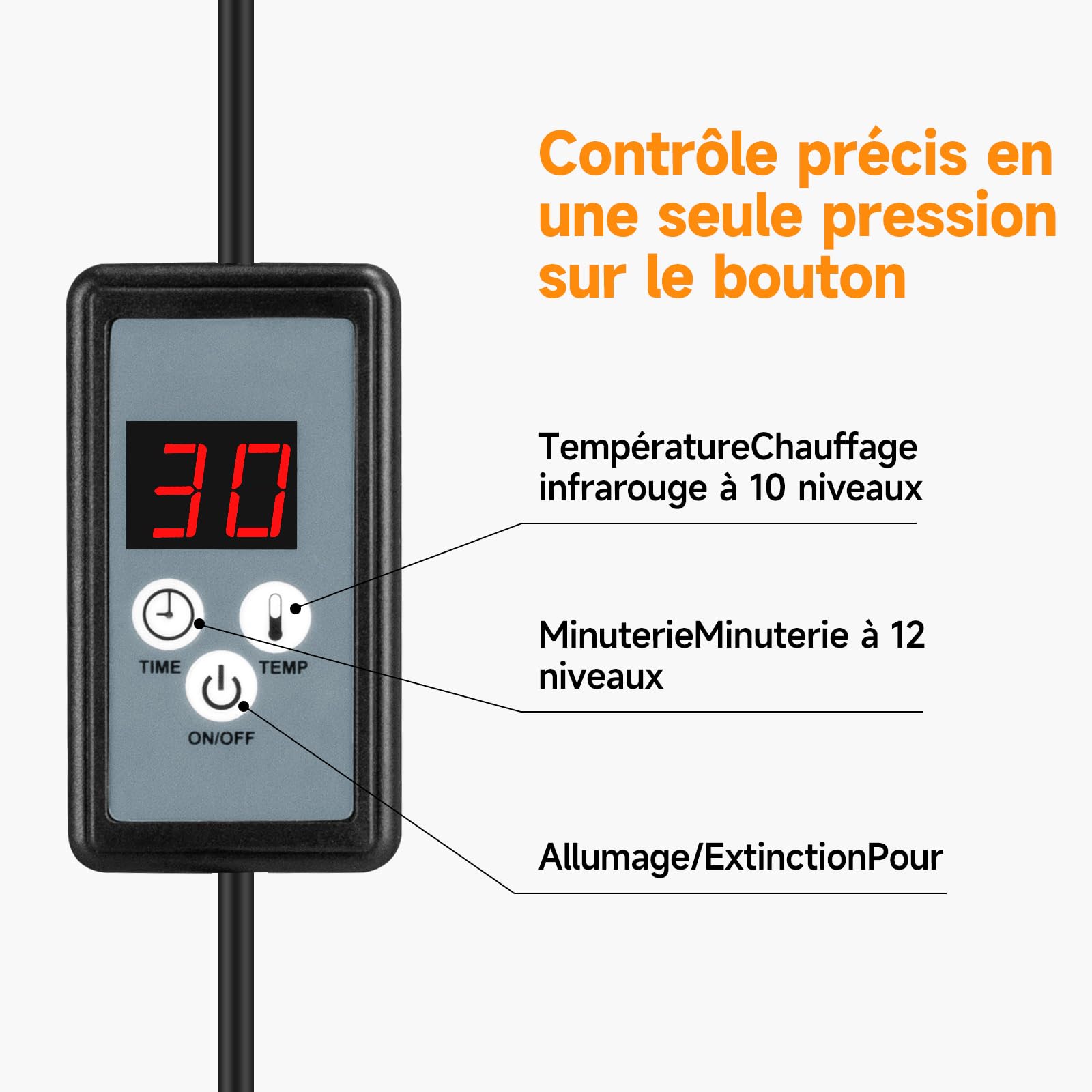 Lampe infrarouge 150W, température réglable