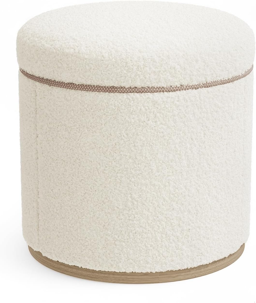 Amazon.com: ONBRILL Round Storage Ottoman, Ottoman Storage for Dorm, Boucle Footstool, Vanity ...
