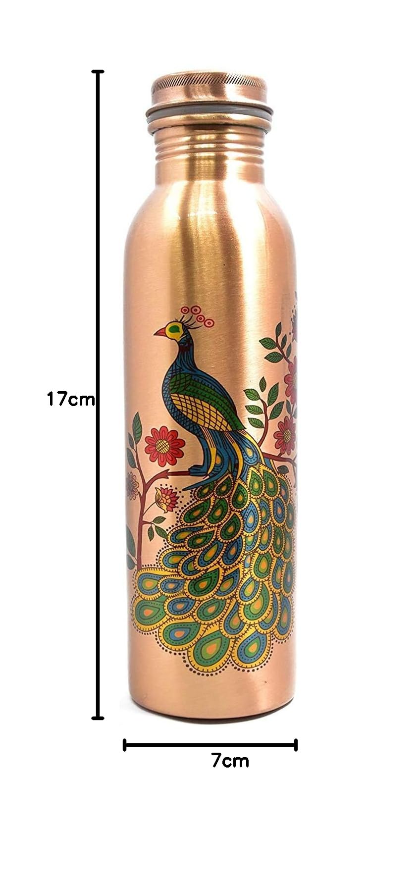 KC Pure Copper Peacock Designer Water Bottle with Advanced Leak Proof Protection, Ayurveda and Yoga Health Benefits. (1000ml, 1Unit, Pack of 1) — Amazon image 5