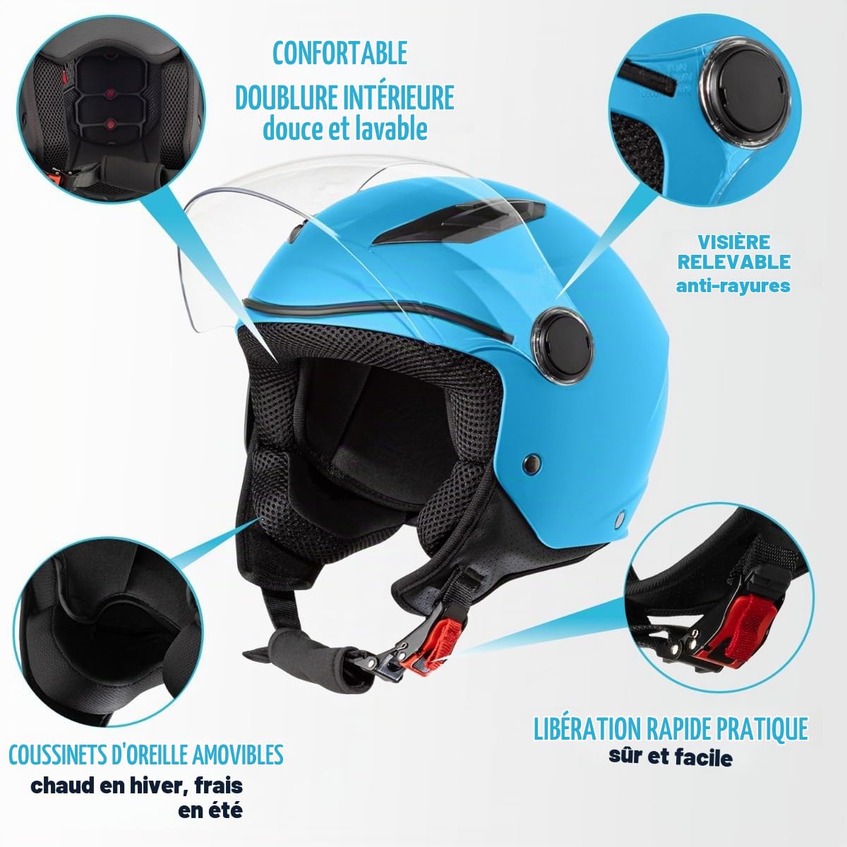 VINZ Magic Casque de Moto pour Enfant | Casque Jet en Tailles YS–YXL | Casque Enfant pour Moto, Scooter et cyclomoteur | Certifié ECE 22.06
