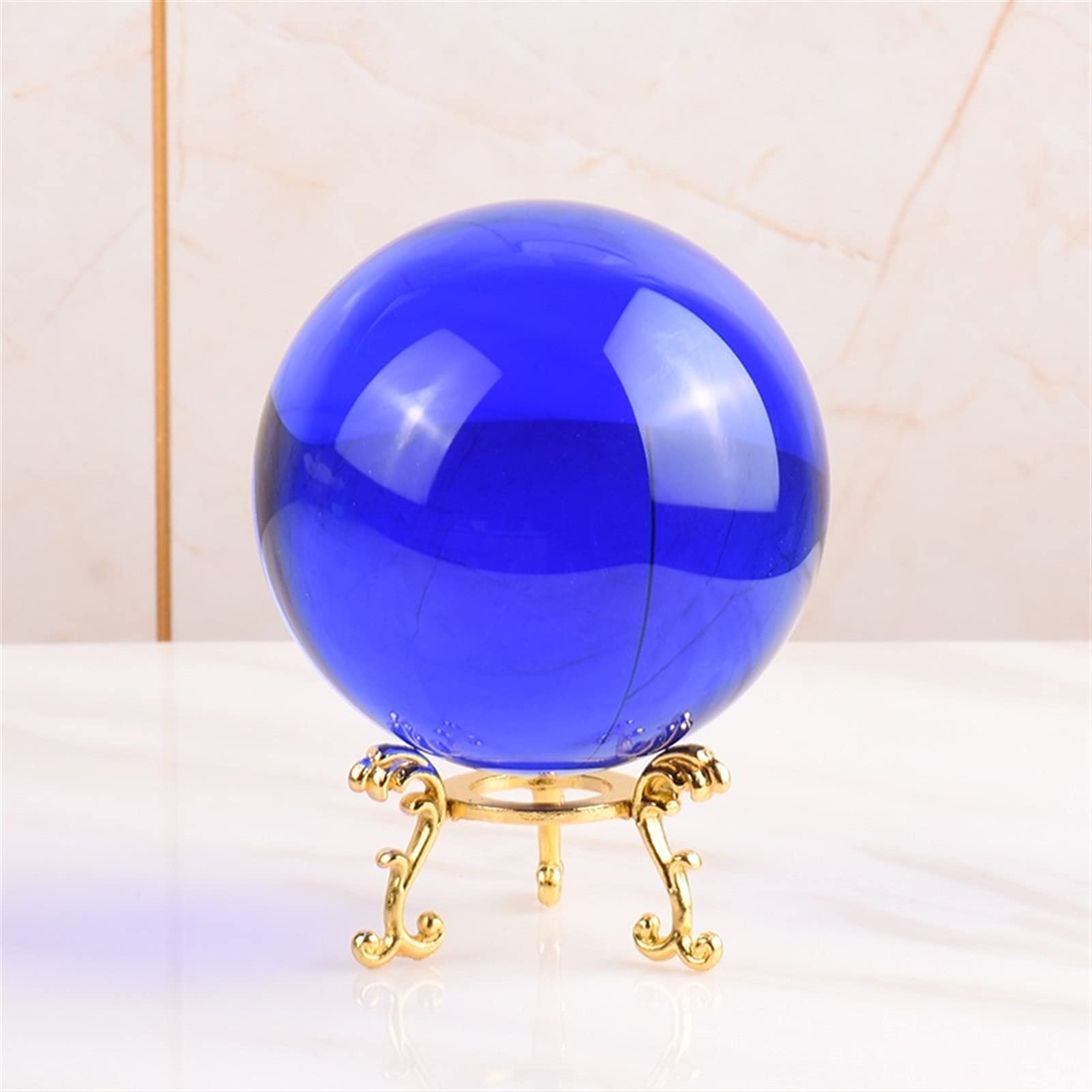 bola de cristal (en la magia occidental) 6 cm 8 cm Bola de cristal azul Decoración Regalo Feng Shui Ball Sala de estar Inicio Porche ventana Oficina Decoración Decoración del hogar bola de cristal(D 8