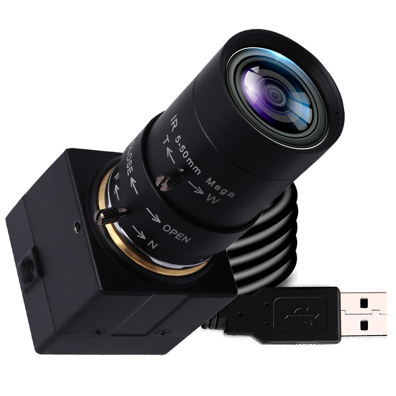 svpro 5mp usb camera with 5-50mm zoom lens, high speed 5 megapixels 30fps manual focus webcam for computer, 10x optical zoom imx335 uvc security cam for windows, linux, macos, android