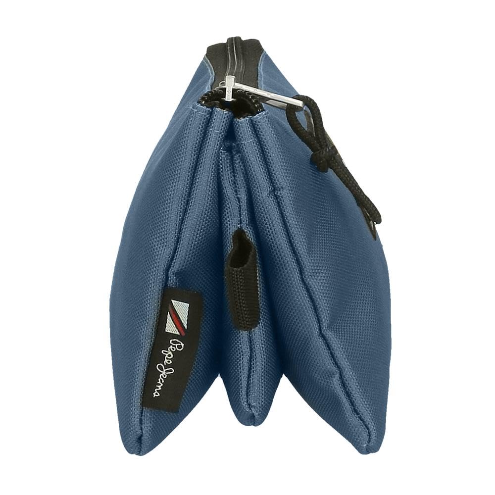 Pepe Jeans Aris Blue Triple Pencil Case 22 x 12 x 5 cm Polyester, Blue, One Size, Triple Case - Image 2