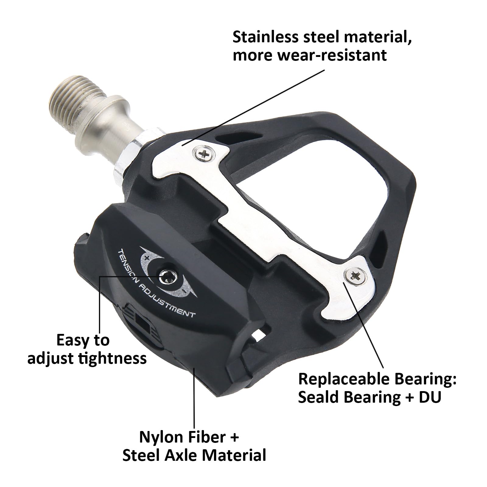 Road Bike Pedals, SPD Pedals, Clipless Bicycle Pedals with Cleats Compatible with SPD SL System - Image 3