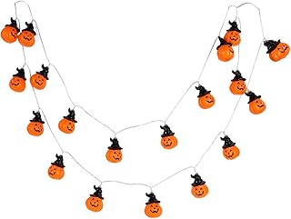 Hemobllo Halloween lampa LED w kształcie dyni, latarnia w kształcie kapelusza czarownicy, łańcuch świetlny na Halloween, do domu, na imprezę, festiwal, dekoracja 3 m, 20 diod LED (pomarańczowe, ciepłe światło)