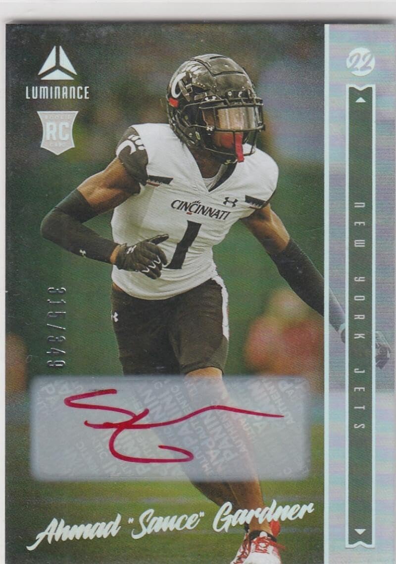 Football Trading Card 2022 Panini Luminance Autographs #141 Ahmad "Sauce" Gardner Vertical EX/NM RC Rookie Auto 315/349 NY Jets