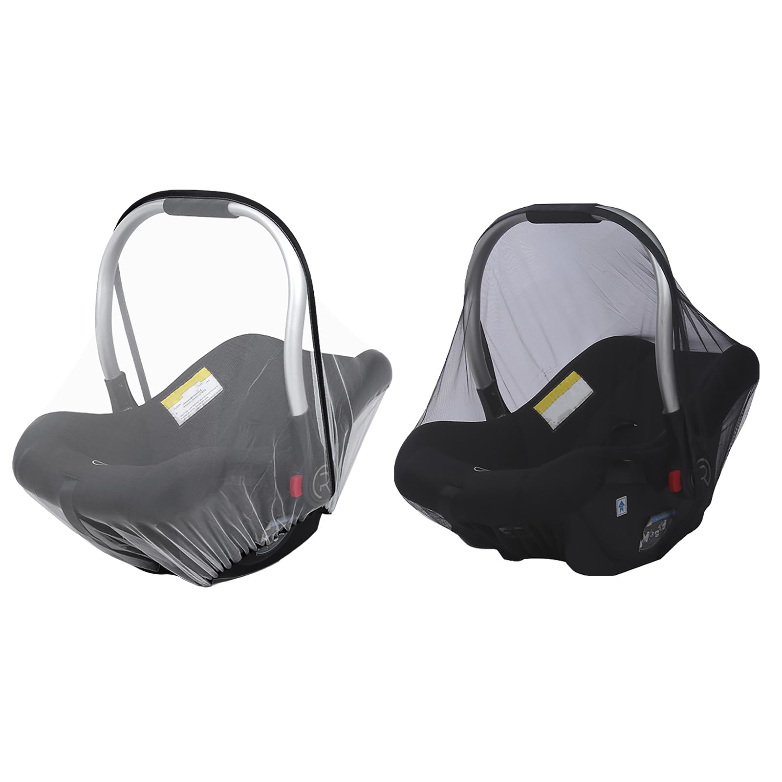 2 Pcs Universal Baby Pram Net Elastic Full Cover Mosquito Fly Bug Insect Net Carrycots, Moses Baskets, Pushchair, Buggy Protection Cover, Machine Washable (2 Pcs-Black+White(with storage bag))